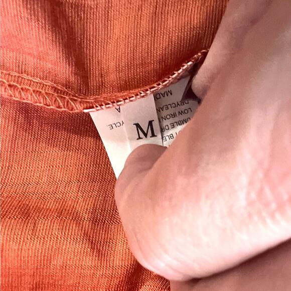 Women's M Off The Shoulder Top Burnt Orange Peasant Boho Prairie Flowy Ruffles - Picture 6 of 8